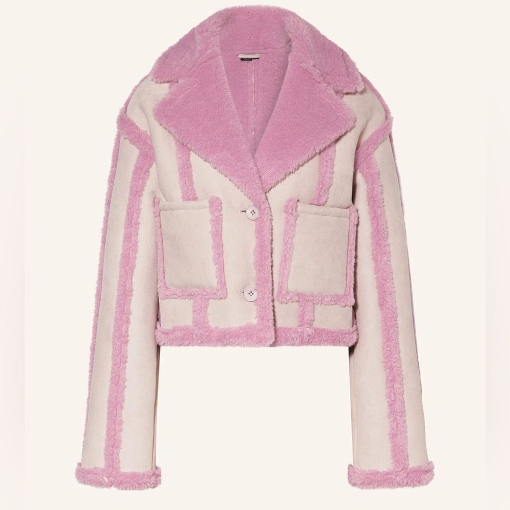 Revolve Berlin OW Collection Faux Shearling Pink Pastel Jacket Large - Picture 5 of 12